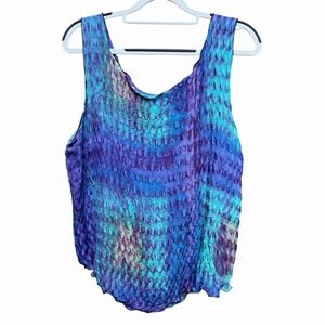 Vintage Silk Tank Top Medium Lagenlook Artsy Textured Oversized Lightweight